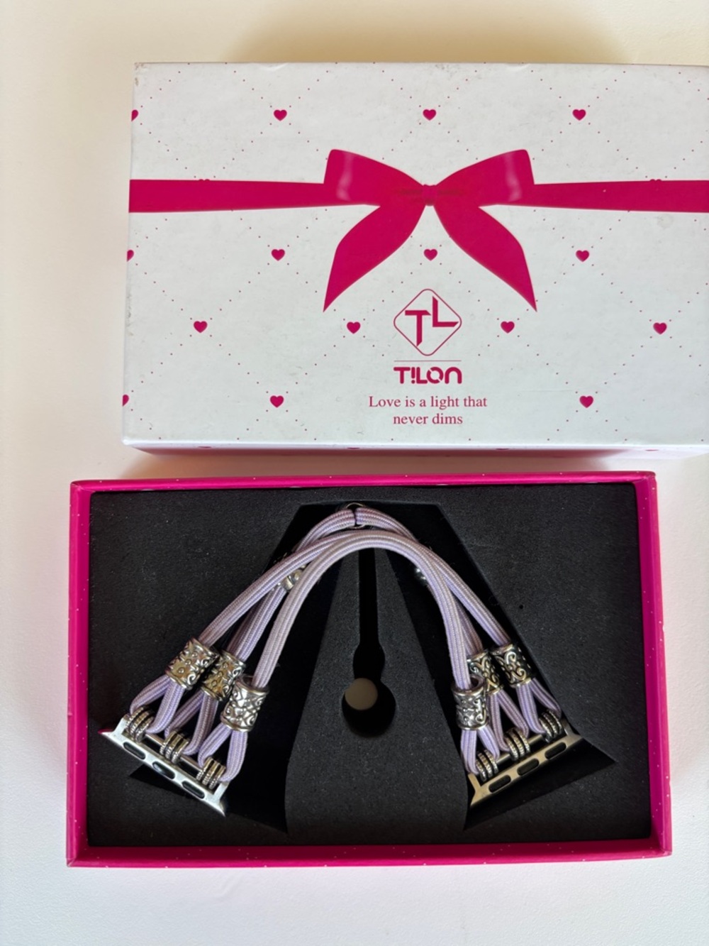 Tildon Lavender Multi-Strand Watch Connector with Silver-Tone Beads